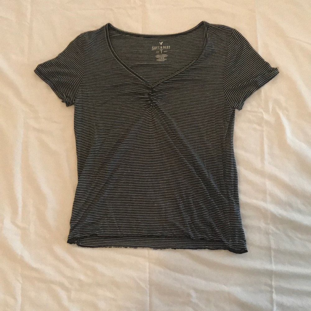 Aerie Black and White Striped Shirt